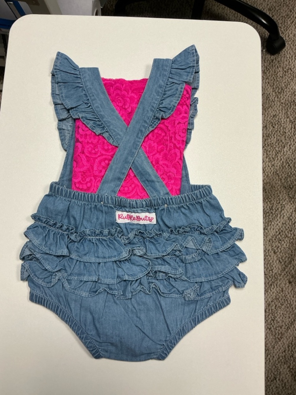Ruffle Butts Denim Ruffle Overalls - Light Blue - Picture 3 of 4